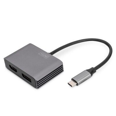Displayport DP günstig Kaufen-DIGITUS USB-C - DP + HDMI Adapter, 20 cm 4K/30Hz, Silber, Aluminium Gehäuse. DIGITUS USB-C - DP + HDMI Adapter, 20 cm 4K/30Hz, Silber, Aluminium Gehäuse <![CDATA[• Universeller USB-C™ Grafik-Adapter mit DisplayPort- und HDMI-Ausgang • Voll