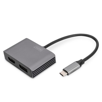 HDMI ADAPTER günstig Kaufen-DIGITUS USB-C - DP + HDMI Adapter, 20 cm 4K/30Hz, Silber, Aluminium Gehäuse. DIGITUS USB-C - DP + HDMI Adapter, 20 cm 4K/30Hz, Silber, Aluminium Gehäuse <![CDATA[• Universeller USB-C™ Grafik-Adapter mit DisplayPort- und HDMI-Ausgang • Voll