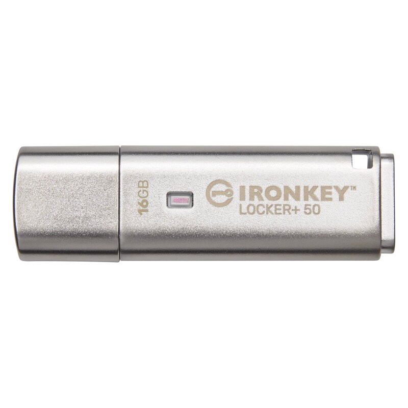 Kingston 16 GB IronKey Locker+ 50 Verschlüsselter USB-Stick Metall USB 3.2 Gen1