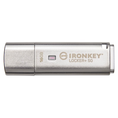 Iron 3 günstig Kaufen-Kingston 16 GB IronKey Locker+ 50 Verschlüsselter USB-Stick Metall USB 3.2 Gen1. Kingston 16 GB IronKey Locker+ 50 Verschlüsselter USB-Stick Metall USB 3.2 Gen1 <![CDATA[• Preisgünstige Sicherheit für Unternehmen • Multi-Password-Option (A