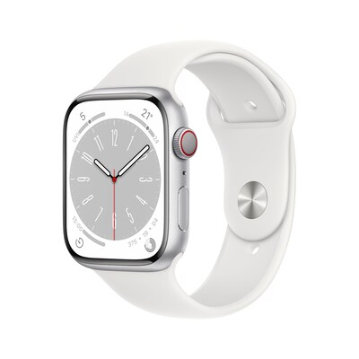 SERIES X günstig Kaufen-Apple Watch Series 8 LTE 45mm Aluminium Silber Sportarmband Weiß. Apple Watch Series 8 LTE 45mm Aluminium Silber Sportarmband Weiß <![CDATA[• LTE + GPS • Die fortschrittlichsten Gesundheitsfeatures. • Die Zukunft der Gesundheit. Am Handgel