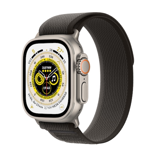 Apple Watch Ultra LTE 49mm Titanium Trail Loop schwarz/grau S/M