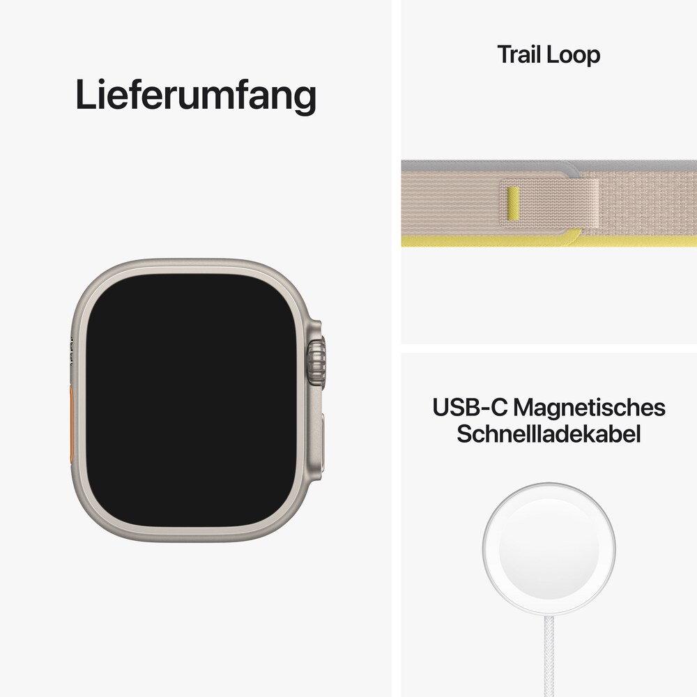 Apple Watch Ultra LTE 49mm Titanium Trail Loop gelb/beige M/L