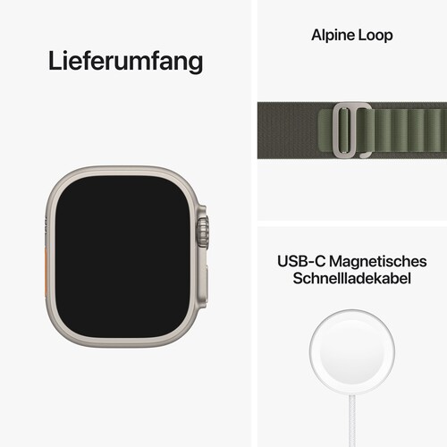 Apple Watch Ultra LTE 49mm Titanium Alpine Loop Grün Large