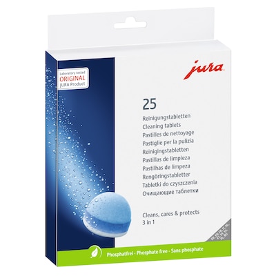 Reinigung günstig Kaufen-JURA 3-Phasen-Reinigungstabletten 25 Stück. JURA 3-Phasen-Reinigungstabletten 25 Stück <![CDATA[• Original Reinigungstabletten zur Drei-Phasen-Reinigung • Selbstreinigung auf Knopfdruck • 25 Tabletten je Packung]]>. 