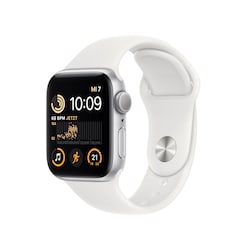 Apple Watch SE (2. Gen) GPS 40mm Aluminium Silber Sportarmband Wei&szlig;