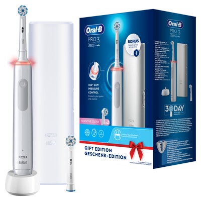 lle mit günstig Kaufen-Oral-B Pro 3 3500 White elektrische Zahnbürste mit Reiseetui. Oral-B Pro 3 3500 White elektrische Zahnbürste mit Reiseetui <![CDATA[• Schallzahnbürste • 3 Putzmodi • 2-Minuten-Timer,360 ° Andruckkontrolle]]>. 