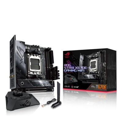 7000 Serie günstig Kaufen-ASUS ROG STRIX X670E-I GAMING WIFI ITX Mainboard Sockel AM5 WIFI/M.2/USB4-C/HDMI. ASUS ROG STRIX X670E-I GAMING WIFI ITX Mainboard Sockel AM5 WIFI/M.2/USB4-C/HDMI <![CDATA[• ITX Mainboard mit Sockel AMD AM5 für AMD RYZEN 7000 Serie-CPU • AMD X670E-Ch