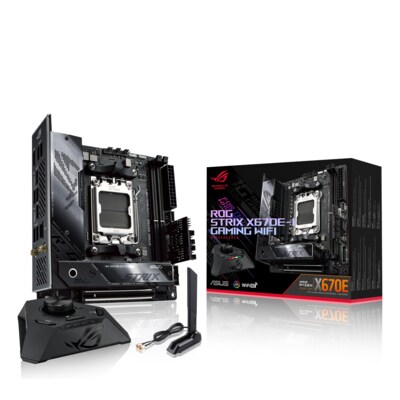 HD mit günstig Kaufen-ASUS ROG STRIX X670E-I GAMING WIFI ITX Mainboard Sockel AM5 WIFI/M.2/USB4-C/HDMI. ASUS ROG STRIX X670E-I GAMING WIFI ITX Mainboard Sockel AM5 WIFI/M.2/USB4-C/HDMI <![CDATA[• ITX Mainboard mit Sockel AMD AM5 für AMD RYZEN 7000 Serie-CPU • AMD X670E-Ch