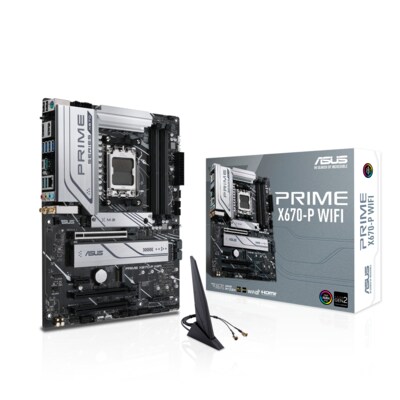 ASUS Prime günstig Kaufen-ASUS PRIME X670-P WIFI ATX Mainboard Sockel AM5 WIFI/M.2/USB3.2 Typ C/HDMI/DP. ASUS PRIME X670-P WIFI ATX Mainboard Sockel AM5 WIFI/M.2/USB3.2 Typ C/HDMI/DP <![CDATA[• ATX Mainboard mit Sockel AMD AM5 für AMD RYZEN 7000 Serie-CPU • AMD X670-Chipsatz,