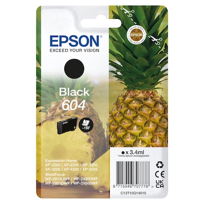 Epson 604 Original Druckerpatrone Schwarz C13T10G14010 Ananas Tinte