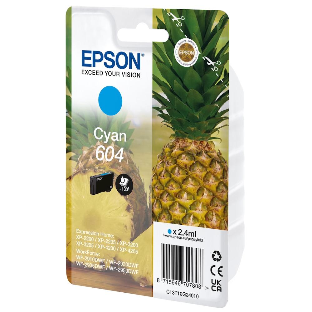 Epson 604 Original Druckerpatrone Cyan C13T10G24010 Ananas Tinte