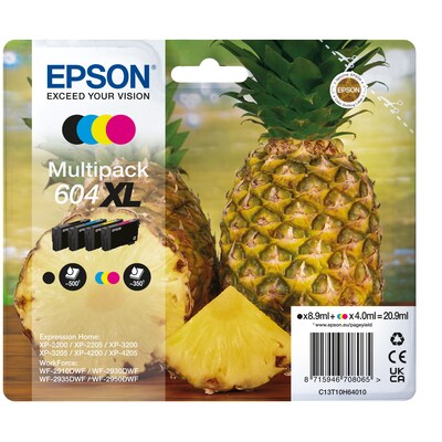 gelb günstig Kaufen-Epson 604 Original Druckerpatrone Multipack XL C13T10H64010 Ananas Tinte. Epson 604 Original Druckerpatrone Multipack XL C13T10H64010 Ananas Tinte <![CDATA[• Epson Tintenpatrone C13T10H64010 • Farbe: Schwarz, Cyan, Magenta, Gelb (XL Multipack) • Rei