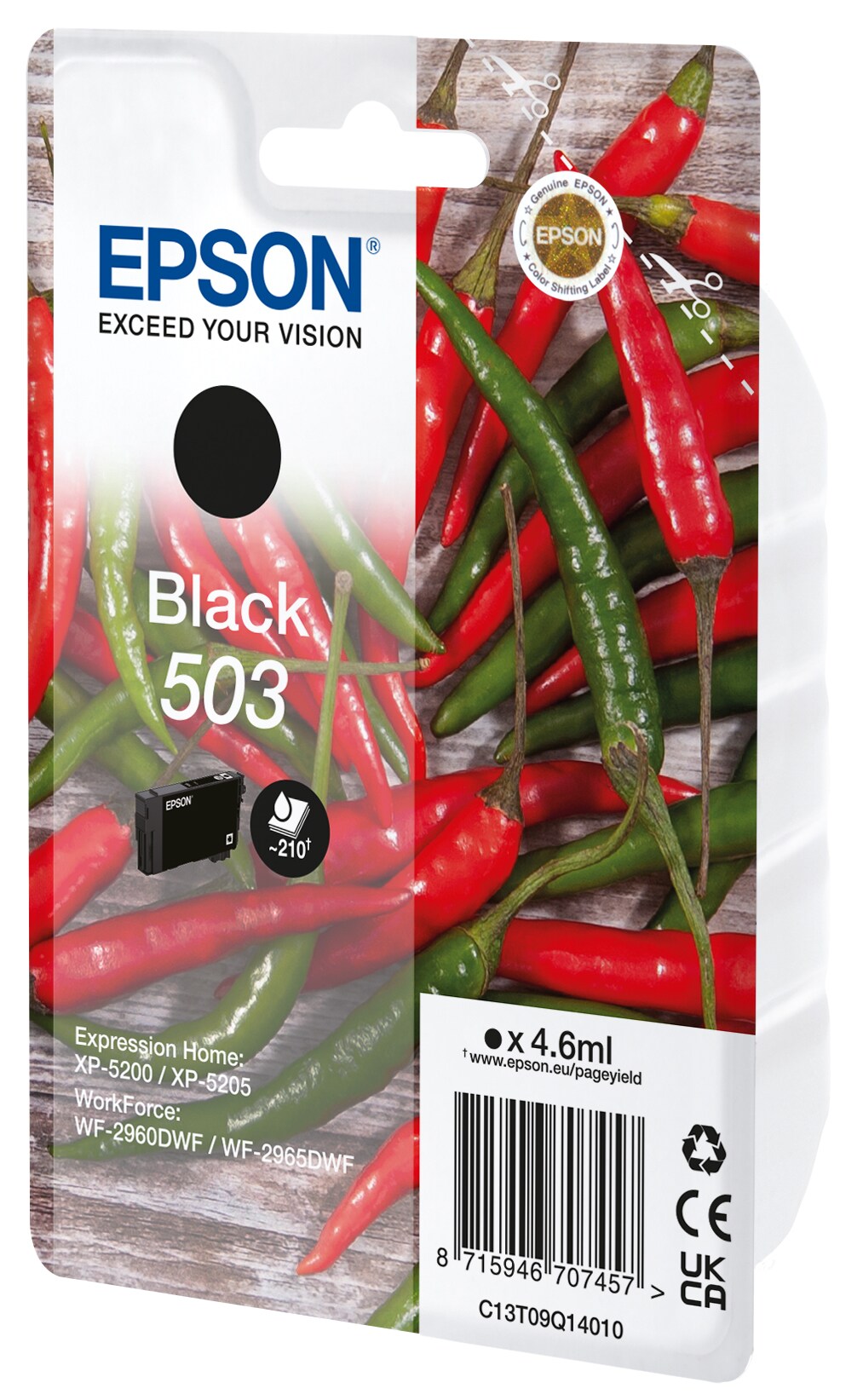 Epson 503 Original Druckerpatrone Schwarz C13T09Q14010 Chilischoten-Tinte