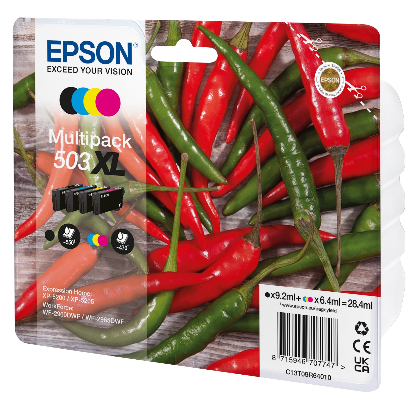 Epson 503XL Original Druckerpatrone Multipack C13T09R64010 Chilischoten-Tinte