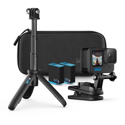 Gopro  Hero 10 Black 5K60/4K10 Bundle, inkl. 2 x Akku, Handstativ, Clip and Case | 00818279027303