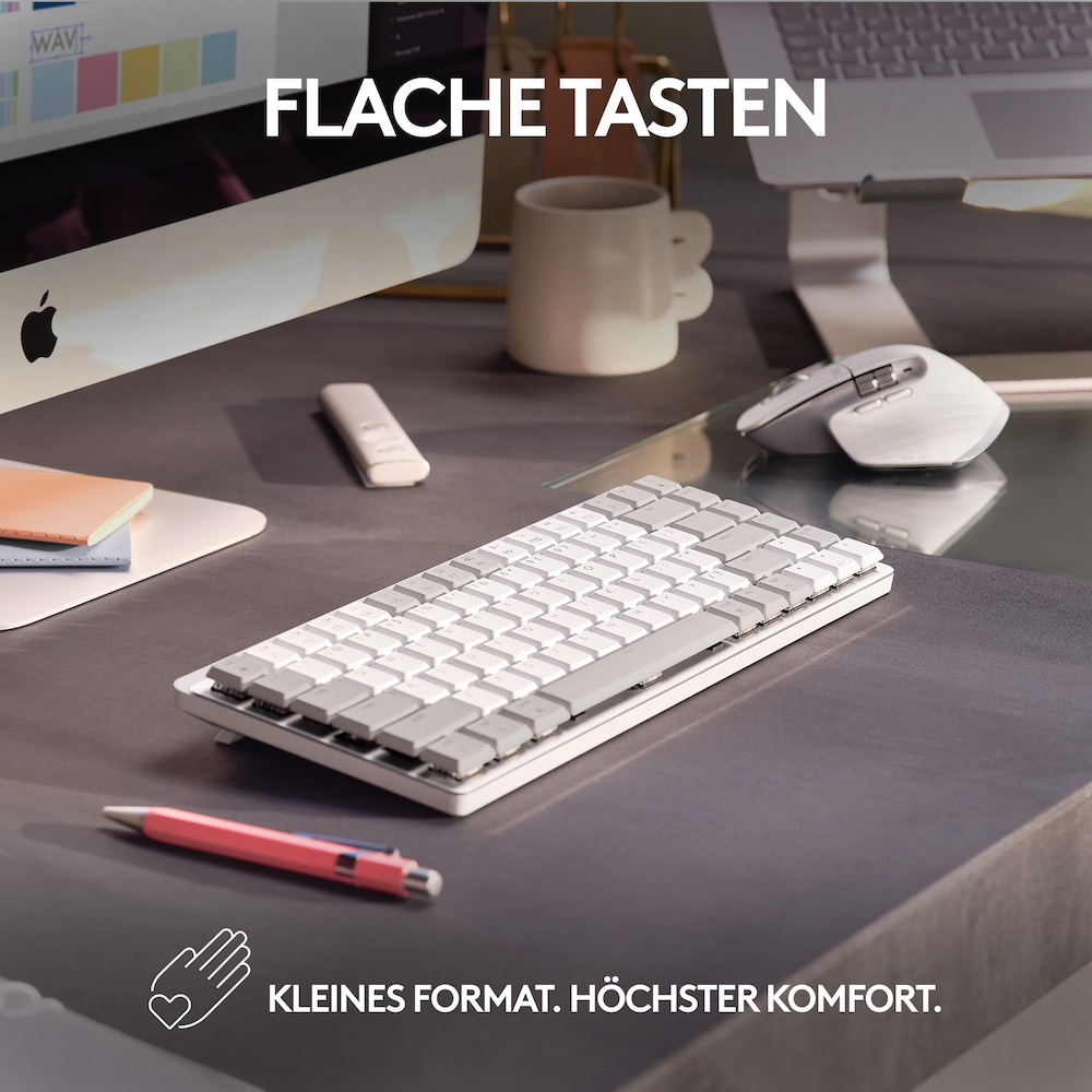 Logitech MX Mechanical Mini für Mac Kabellose Tastatur Hellgrau