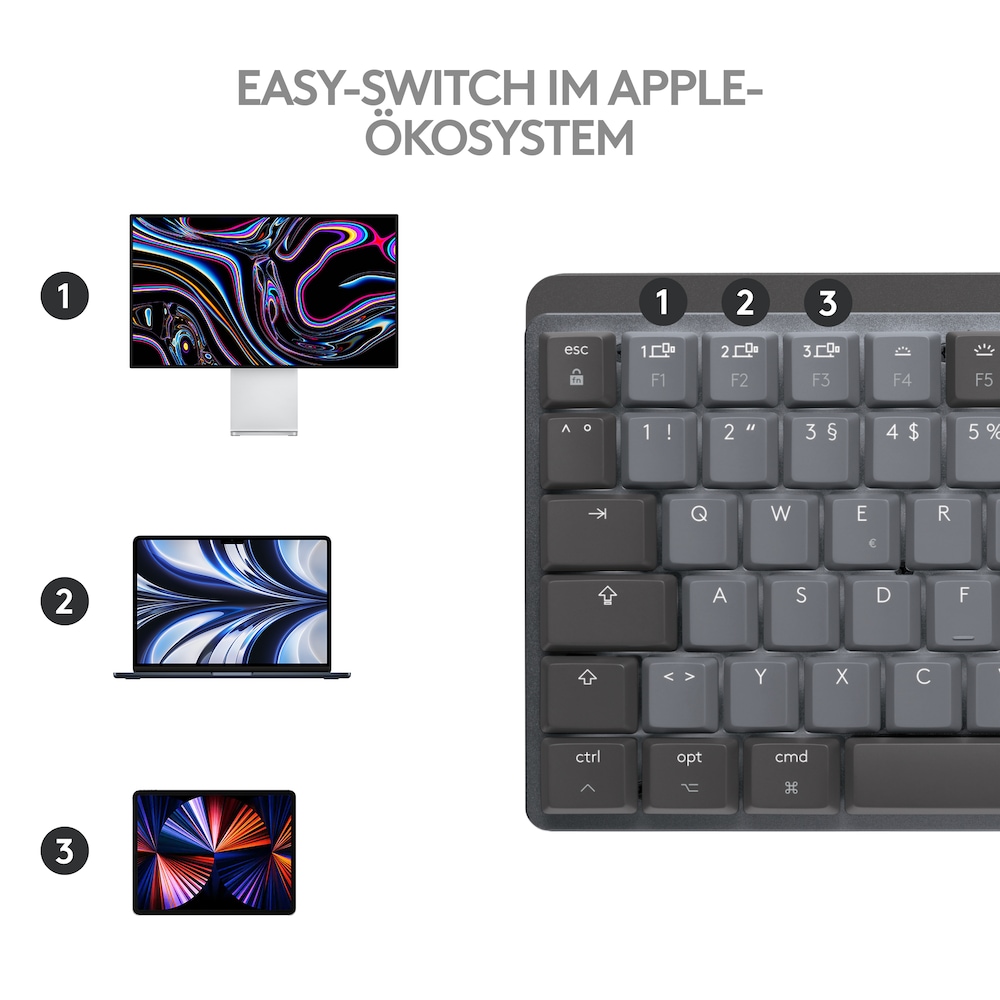 Logitech MX Mechanical Mini für Mac Kabellose Tastatur Dunkelgrau