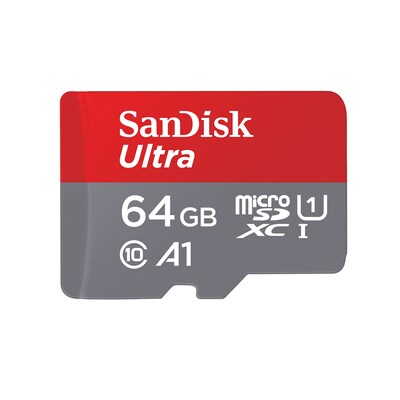 10 bis günstig Kaufen-SanDisk Ultra 64 GB microSDXC Speicherkarte Kit (2022) bis 140 MB/s, C10, U1, A1. SanDisk Ultra 64 GB microSDXC Speicherkarte Kit (2022) bis 140 MB/s, C10, U1, A1 <![CDATA[• Speichertyp: SDXC (UHS-I) inklusive SD-Adapter • Speicherkapazität: 64 GB 