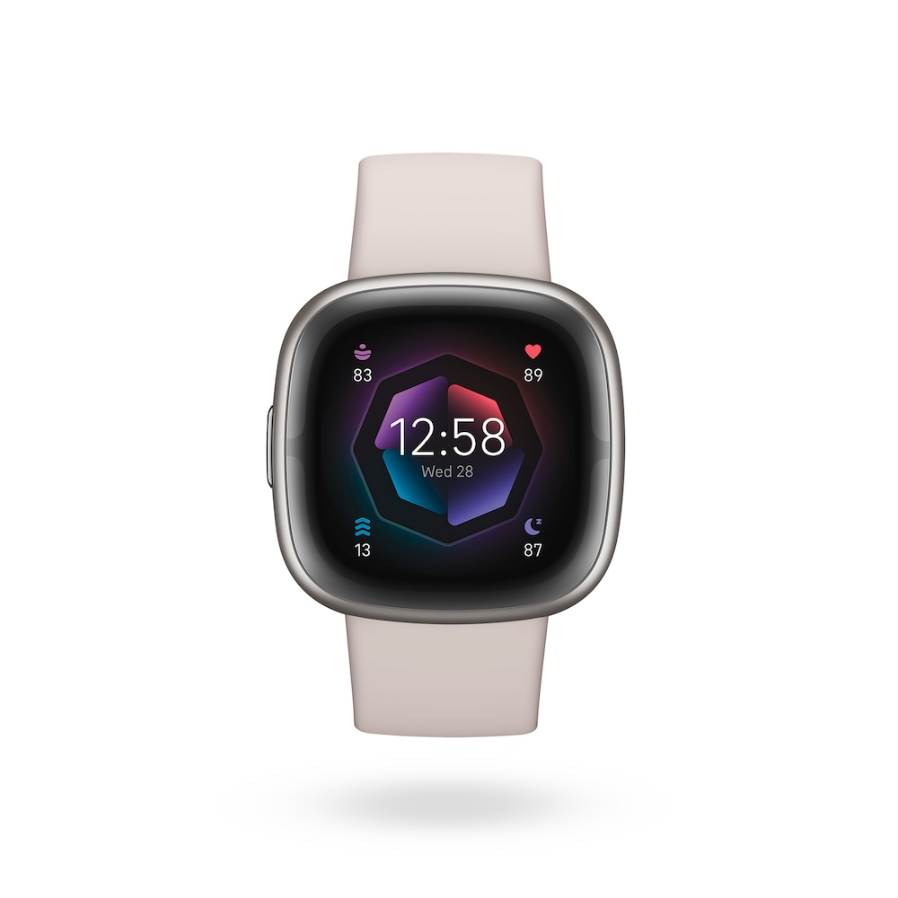 Fitbit Sense 2 Fitess-Smartwatch Weiß/Platin