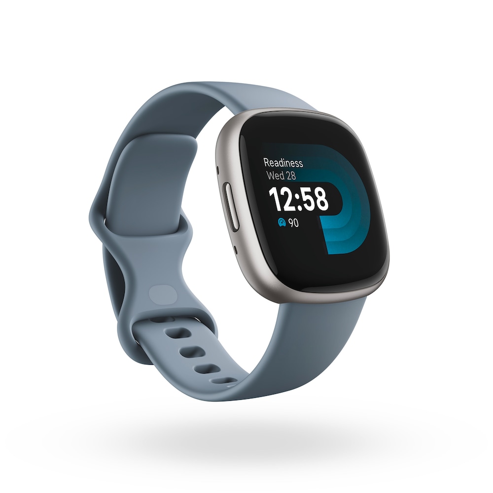 Fitbit Versa 4 Fitness-Smartwatch Blaugrau/Platin