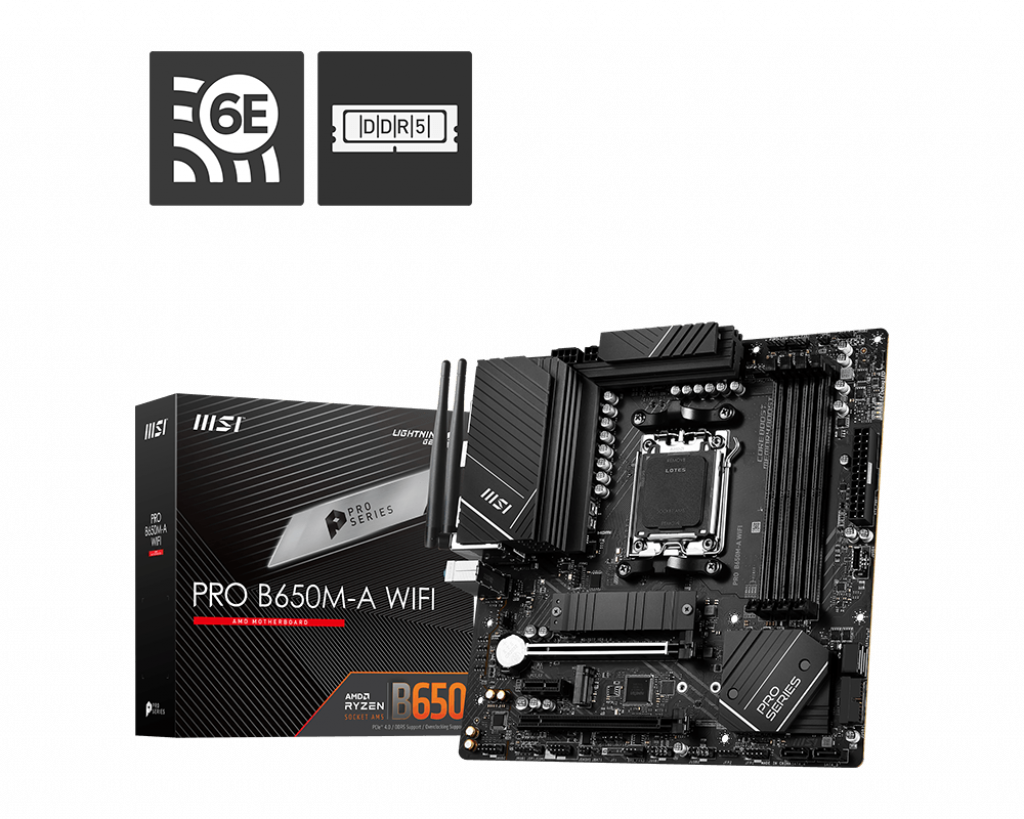 MSI PRO B650M-A WIFI mATX Mainboard Sockel AM5 HDMI/DP/USB-C/WIFI/BT