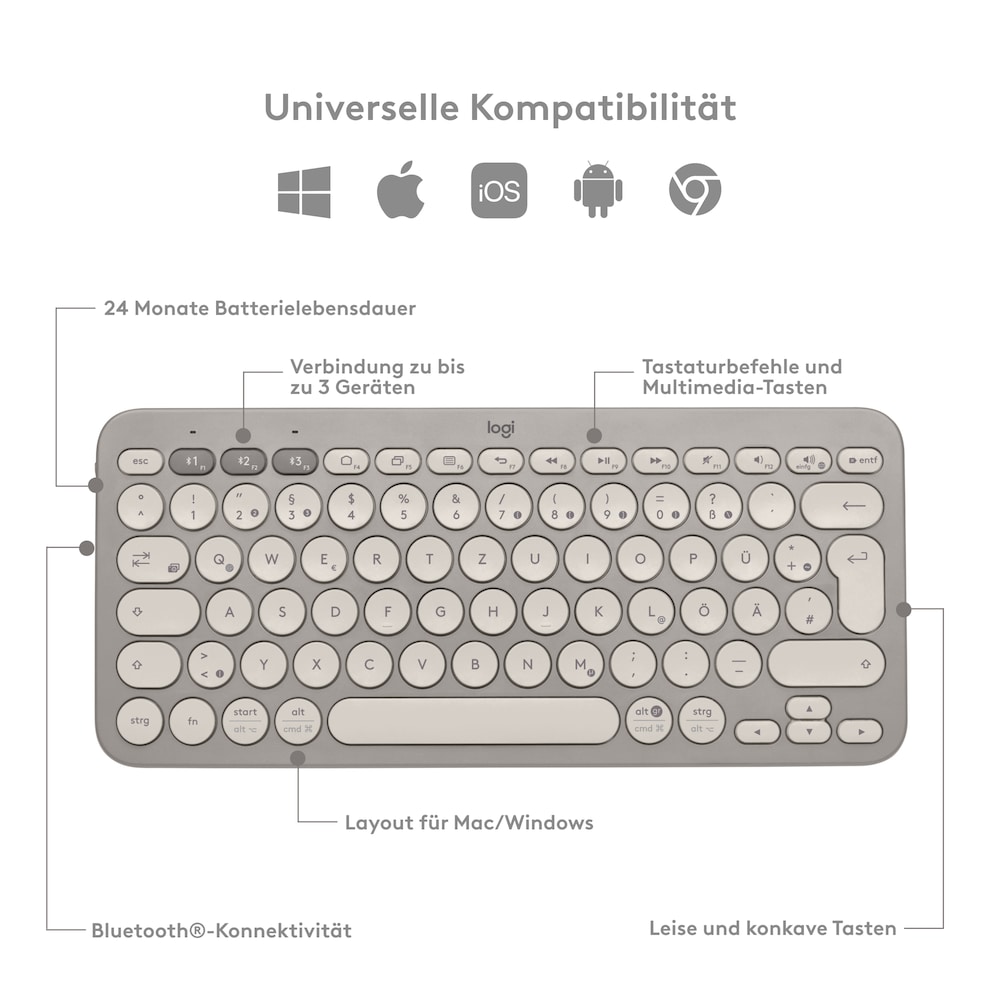 Logitech K380 Kabellose Tastatur Beige