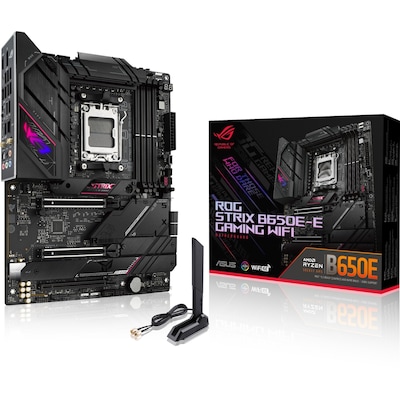 TX 3 günstig Kaufen-ASUS ROG STRIX B650E-E GAMING WIFI ATX Mainboard Sockel AM5 M.2/USB3.2-C/DP/HDMI. ASUS ROG STRIX B650E-E GAMING WIFI ATX Mainboard Sockel AM5 M.2/USB3.2-C/DP/HDMI <![CDATA[• ATX Mainboard mit Sockel AMD AM5 für AMD RYZEN 7000 Serie-CPU • AMD B650-Chi