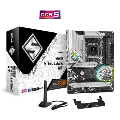 ATA mit günstig Kaufen-ASRock B650E Steel Legend WiFi ATX Mainboard AM5 HDMI/DP/M.2/BT/USB-C. ASRock B650E Steel Legend WiFi ATX Mainboard AM5 HDMI/DP/M.2/BT/USB-C <![CDATA[• ATX Mainboard mit Sockel AMD AM5 für AMD RYZEN 7000 Serie-CPU • AMD B650-Chipsatz, AMD Radeon R7/R