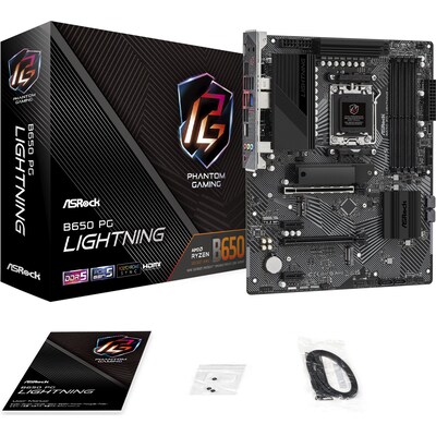 Lightning F günstig Kaufen-ASRock B650 PG LIGHTNING ATX Mainboard AM5/HDMI/M.2/USB-C. ASRock B650 PG LIGHTNING ATX Mainboard AM5/HDMI/M.2/USB-C <![CDATA[• ATX Mainboard mit Sockel AMD AM5 für AMD RYZEN 7000 Serie-CPU • AMD B650-Chipsatz • 128 GB max. RAM, DDR5 bis zu 6400MHz