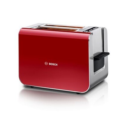 Bosch günstig Kaufen-Bosch TAT8614P Toaster Kompakt Styline rot. Bosch TAT8614P Toaster Kompakt Styline rot <![CDATA[• 2-Scheiben-Toaster mit einstellbarem Bräunungsgrad • Leistung: 860 Watt, Stopp-Taste & Auftau-Funktion • Brotscheibenzentrierung & Liftfunktion • Ma