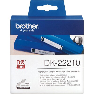 Brother DK22210 Endlosetiketten – schwarz auf weiß, 29 mm x 30,48 m