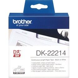 Brother DK-22214 Endlosetiketten &ndash; schwarz auf wei&szlig;, 12 mm x 30,48 m