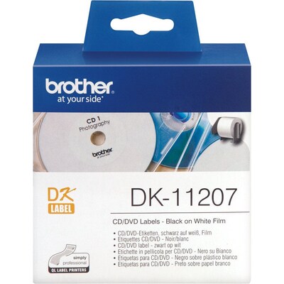 Brother DK-11207 Rundetiketten – schwarz auf weiß, Durchm. 58 mm, 100 Stk.