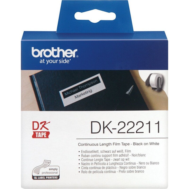 Brother DK-22211 Endlosetiketten (Film) – weiß, 29 mm x 15,24 m