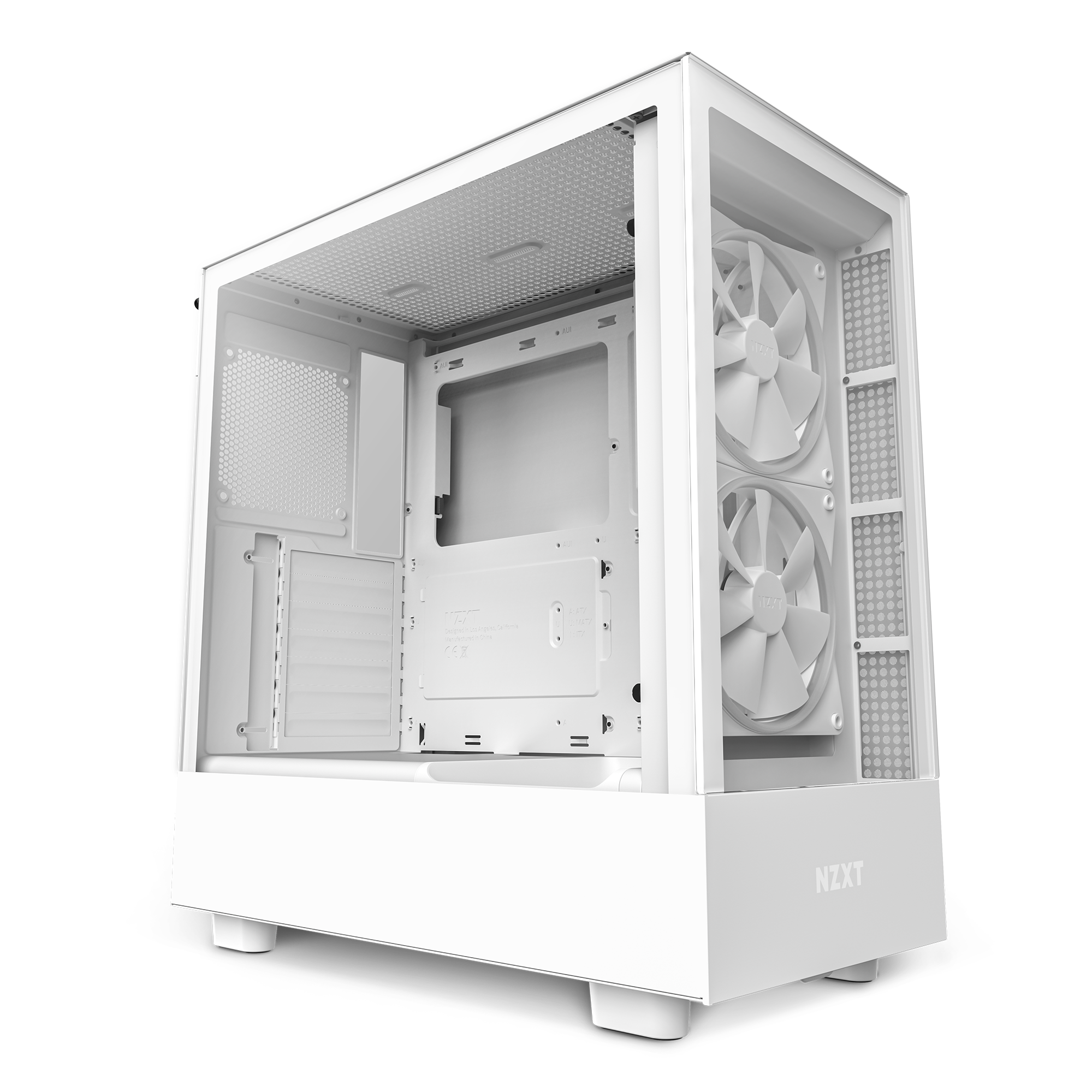 NZXT H5 Elite Midi Tower ATX Geh&auml;use weiss mit Sichtfenster und RGB, Glasfront