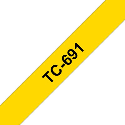 Brother TC-691 Schriftbandkassette 9mm x 7,7m schwarz auf gelb