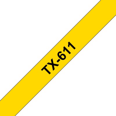 TX 611 günstig Kaufen-Brother TX-611 Schriftbandkassette 6mm x 15m schwarz auf gelb. Brother TX-611 Schriftbandkassette 6mm x 15m schwarz auf gelb <![CDATA[• Für beständige, perfekt lesbare Ergebnisse • UV-beständig und wasserfest • 6mm x 15m schwarz auf gelb]]>. 