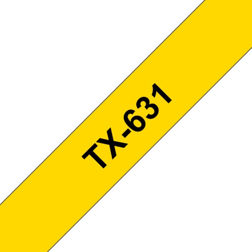 Brother TX-631 Schriftbandkassette 12mm x 15m schwarz auf gelb