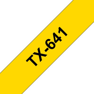 DK 8 günstig Kaufen-Brother TX-641 Schriftbandkassette 18mm x 15m schwarz auf gelb. Brother TX-641 Schriftbandkassette 18mm x 15m schwarz auf gelb <![CDATA[• Für beständige, perfekt lesbare Ergebnisse • UV-beständig und wasserfest • 18mm x 15m schwarz auf gelb]]>. 