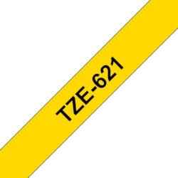 Brother TZe-621 Schriftband schwarz auf gelb 9mm x 8m selbstklebend
