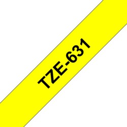 Brother TZe-631 Schriftband schwarz auf gelb 12mm x 8m selbstklebend