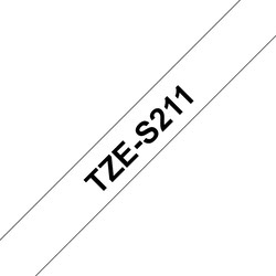 Brother TZe-S211 Schriftband, 6mm x 8m, schwarz auf wei&szlig;, stark klebend