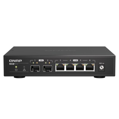 CD R günstig Kaufen-QNAP QSW-2104-2S 10/2,5 GbE Switch Unmanaged 6-Port. QNAP QSW-2104-2S 10/2,5 GbE Switch Unmanaged 6-Port <![CDATA[• Desktop 2,5 GbE und 10 GbE Switch • 4x 2,5 GbE 2x 10 GbE (RJ45) Ports • Lüfterlos]]>. 