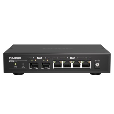 Switch unmanaged günstig Kaufen-QNAP QSW-2104-2S 10/2,5 GbE Switch Unmanaged 6-Port. QNAP QSW-2104-2S 10/2,5 GbE Switch Unmanaged 6-Port <![CDATA[• Desktop 2,5 GbE und 10 GbE Switch • 4x 2,5 GbE 2x 10 GbE (RJ45) Ports • Lüfterlos]]>. 