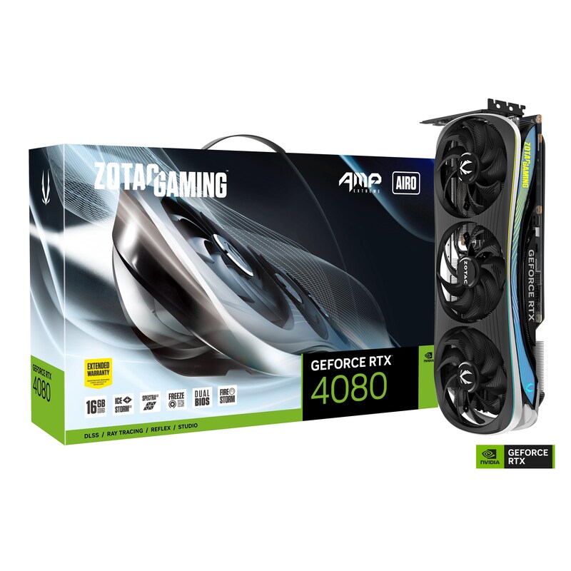 ZOTAC GAMING GeForce RTX 4080 AMP EXTREME AIRO 16GB GDDR6X Grafikkarte 3xDP/HDMI