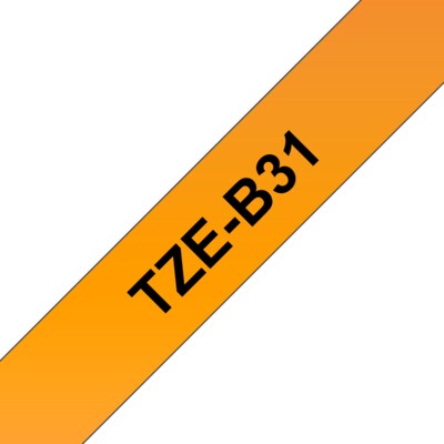 Brother TZe-B31 Schriftband klebend 12mm x 5m schwarz auf orange laminiert