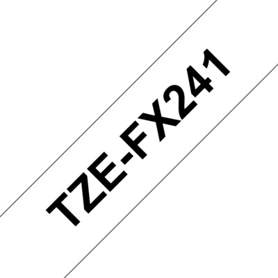 Brother TZe-FX241 Schriftband, Schwarz auf Weiß, Rolle 1,8 cm x 8 m Flexi-Tape