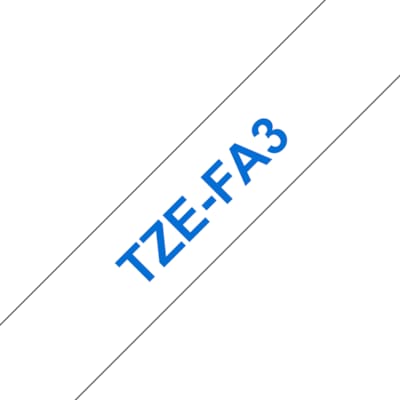 Weiss günstig Kaufen-Brother TZe-FA3 Textil-Aufbügelband, blau auf weiß, 12mm x 3m. Brother TZe-FA3 Textil-Aufbügelband, blau auf weiß, 12mm x 3m <![CDATA[• Brother TZe-FA3 Textil-Aufbügelband 12mm x 3m • Bandfarbe weiss, Schriftfarbe blau • für P-