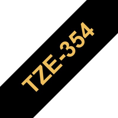 Brother TZe-354 Schriftband gold auf schwarz, 24 mm x 8 m, selbstklebend